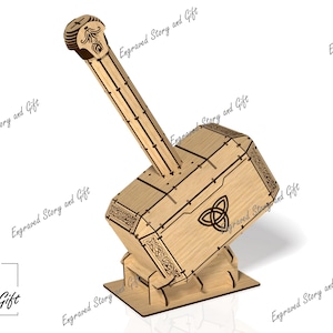 Martello - Martello da supereroe - Martello giocattolo - Utensile manuale - Giocattolo da supereroe - dxf, svg, cdr - File tagliato al laser - 3 mm; 1/8 di pollice e 4 mm