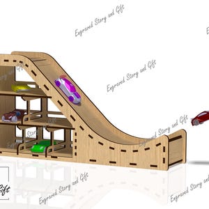 Auto springplank - speelgoedautohouder - autogarage - Hot Wheels - DXF, SVG, CDR - lasergesneden bestand - 3 mm en 4 mm