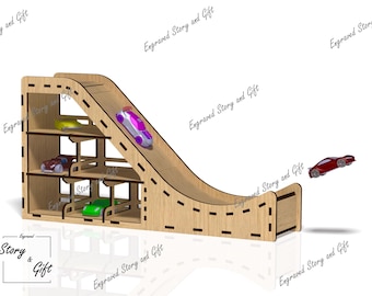 Car jumping ramp - Toy car holder - Garage - Laser Cut Files (Digital Download)