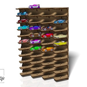 Toy Car Support - Organizer - Hot Wheels - DXF, SVG, CDR - Laser cut File - 3mm und 4mm