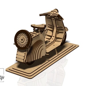 Scooter Motorcycle 3D puzzle Laser cut file DXF SVG CDR image 2