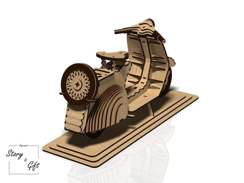 Scooter Motorcycle 3D puzzle Laser cut file DXF SVG CDR image 2