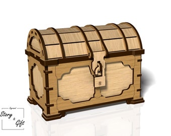 Treasure box, Wood box, Decorative box, Storage rack - Laser cut- digital file - DXF - SVG - CDR - 3mm, 4mm