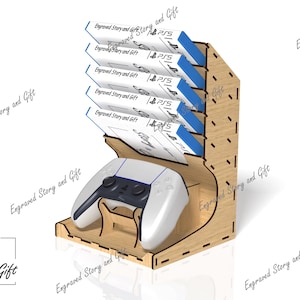 Game holder - Controller holder - Play station stand - ps stand - dvd holder - DXF, SVG, CDR - Laser cut file - 3mm; 4mm and 1/8inch