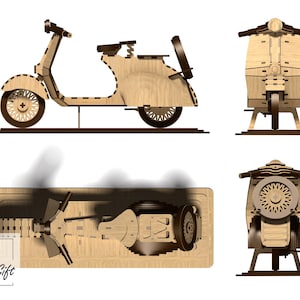 Scooter Motorcycle 3D puzzle Laser cut file DXF SVG CDR image 6