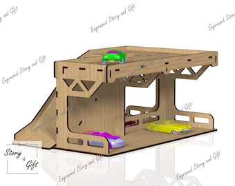 Car Garage with Ramp - Laser Cut Files (Digital Download)