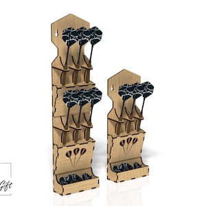 Support de fléchettes - Organiseur de fléchettes - Support de fléchettes - DXF, SVG, CDR - Fichier découpé au laser - 3 mm et 4 mm