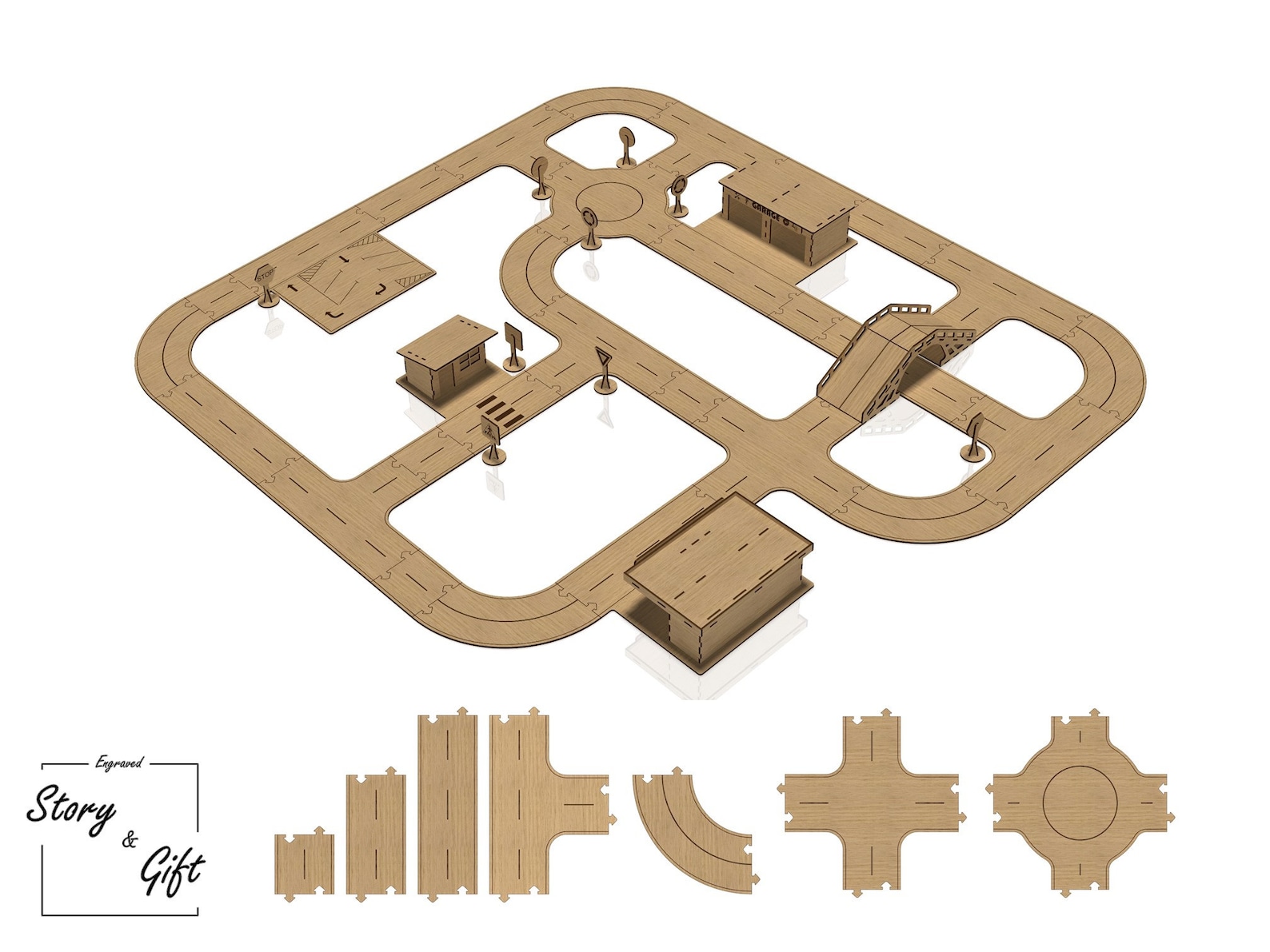 Road Track Wood Game Wooden Toys Gift Laser Cut File Etsy