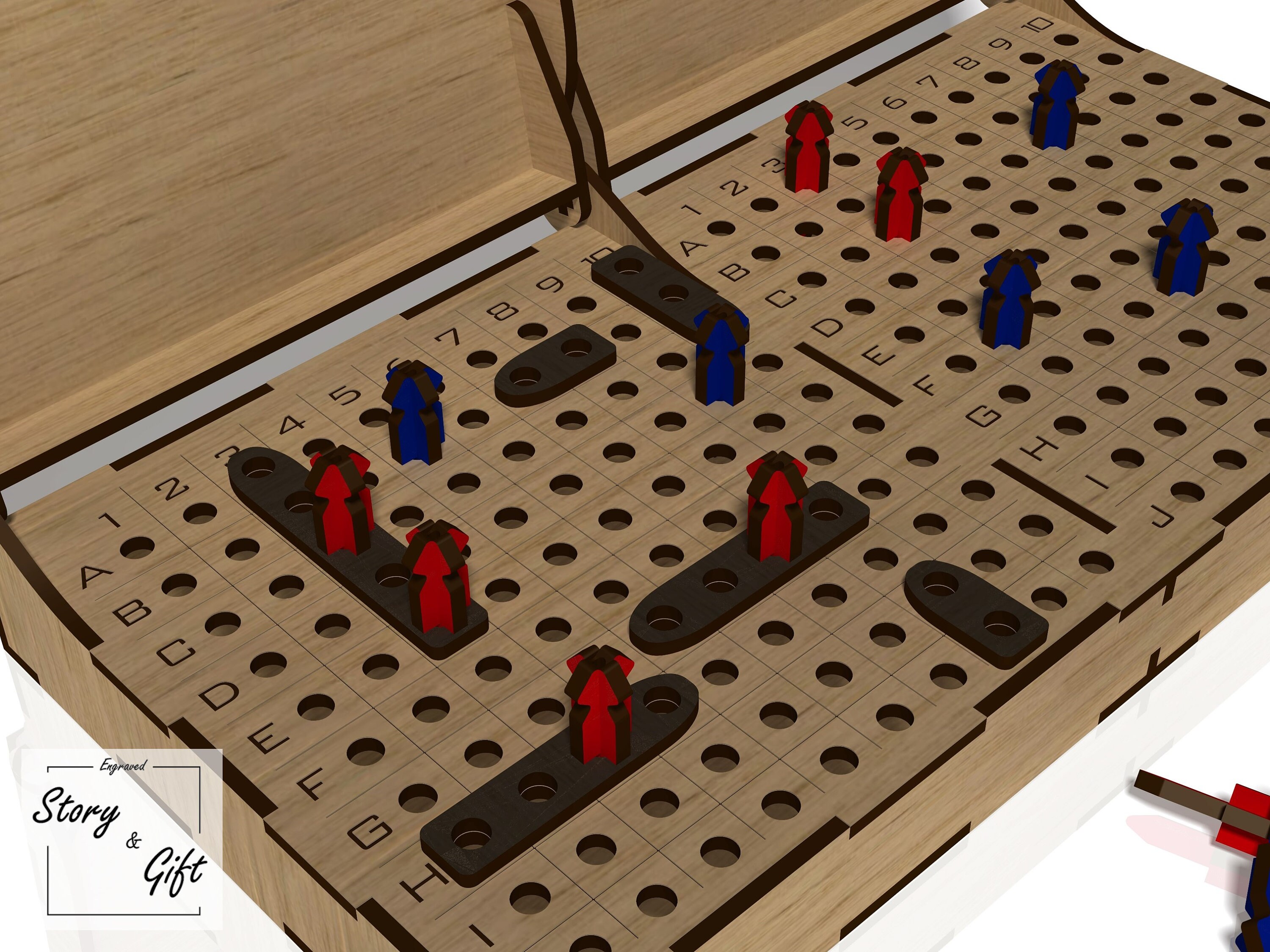 Battleship Board Game Wood Game Laser Cut Game Laser Cut 