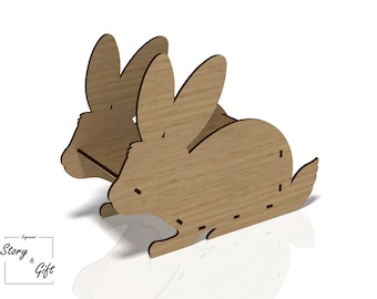 Rabbit box - Animal box - Laser cut file - DXF, SVG, CDR - 3mm and 4mm