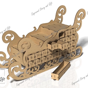Christmas calendar, Advent calendar - Laser cut- digital file - DXF - SVG - CDR - 3mm and 4mm