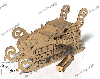Christmas calendar, Advent calendar - Laser cut- digital file - DXF - SVG - CDR - 3mm and 4mm