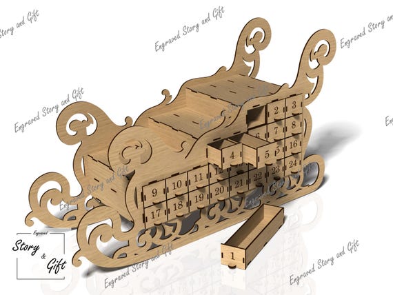 Christmas calendar, Advent calendar - Laser cut- digital file - DXF - SVG - CDR - 3mm and 4mm