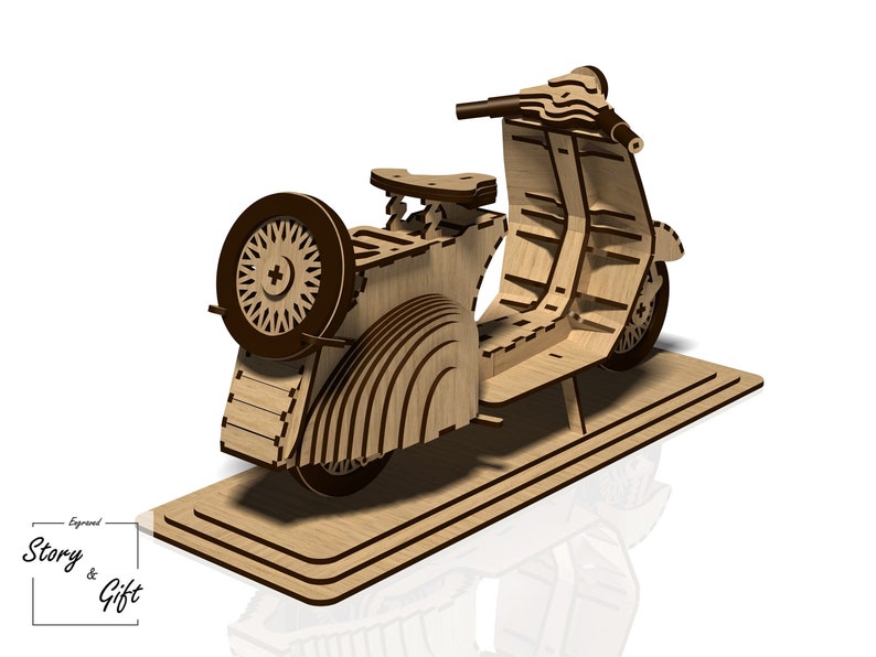 Scooter Motorcycle 3D puzzle Laser cut file DXF SVG CDR image 5