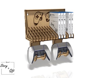 Game holder - Controller holder - Play station stand - dvd holder - DXF, SVG, CDR - Laser cut file - 3mm and 4mm