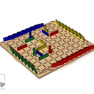 Bordspel - Houtspel - Quoridor - Lasergesneden bestand - DXF, SVG, CDR - 3mm en 4mm