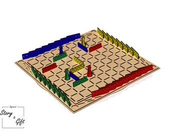 Board game - Wood game - Quoridor - Laser cut file - DXF, SVG, CDR - 3mm and 4mm