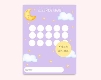 Printable bedtime Chart, Sleep Chart for Kids, Bedtime Reward Chart, Behavioral Chart, Preschool Chart