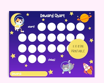 Printable Outer Space Cat Reward Chart, Instant Download Reward Chart, Potty Training Chart, Reward Chart Digital, Toddler Routine Chart