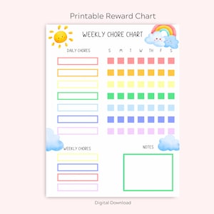 Weekly Chore Chart, Chore Chart for Kids Printable, Visual Chore Chart, Daily Routine To Do List