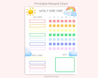 Weekly Chore Chart, Chore Chart for Kids Printable, Visual Chore Chart, Daily Routine To Do List