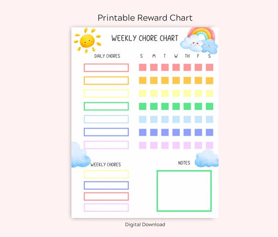 Weekly Chore Chart Chore Chart for Kids Printable Visual - Etsy