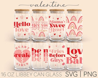 8 Designs Of Valentine • 16oz Glass Can Cutfile, Boho Valentines Day Svg Bundle, Be Mine Svg, Fries Before Guys Svg, Svg For Cricut