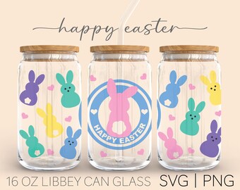 Happy Easter • 16oz GlasKaninchen Plotterdatei, Happy Easter Svg, Bunny Svg, Happy Easter Svg, Happy Easter Svg, Plotterdatei Für Cricut