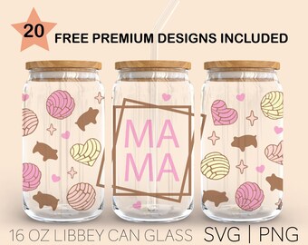 Mama Concha Svg, 16 Oz Glass Can Cut File, Cafecito Y Chisme Svg, Pan Dulce, Mexican Conchas Svg, Silhouette Cricut, Svg Files for Cricut