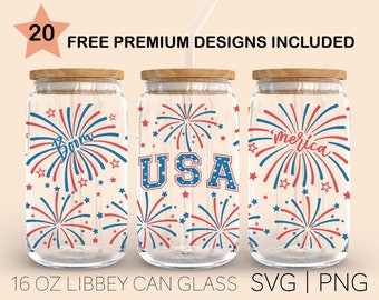 Independence Day Svg, 16 Oz Libbey Glass Svg, USA Svg, Fourth Of July Svg, America Svg, Patriotic Svg, Svg File For Cricut, Digital Download