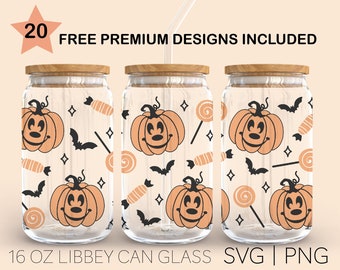 Halloween Pumpkin Candy Svg, 16 Oz Libbey Glass Svg, CandySvg, Fall Svg, Halloween Svg, Pumpkin Svg, Design Cricut, Digital Download