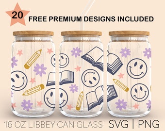 Groovy Teacher Svg, 16 Oz Glass Can Cut File, Teacher Svg, Groovy Svg, School Supply Svg, Retro Daisy Svg, Cricut Cut File, Digital Download