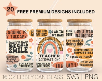 Teacher Affirmation Svg, 16 Oz Glass Can Cut File, Motivation Svg, Inspirational Svg, Teacher Quote, Svg For Cricut, Silhouette File