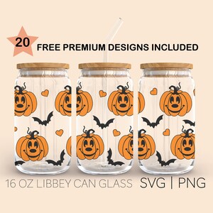 Halloween Pumpkin Svg, 16 Oz Libbey Glass Svg, Spooky Svg, Fall Svg, Halloween Svg, Pumpkin Svg, Design Cricut, Digital Download