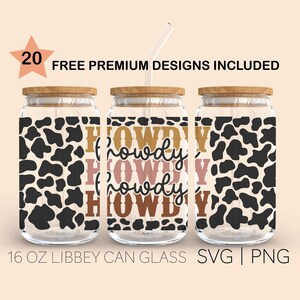 Retro Howdy, 16 Oz Libbey Glass Svg, Ranch Girl Svg File for Cricut, Western Country Svg, Southern Svg, Western svg, Cowboy svg, Texas Svg