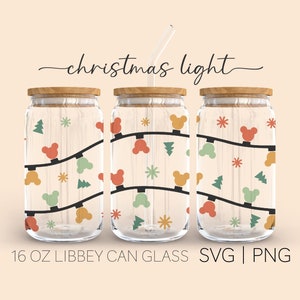 Christmas Lights • 16oz Glass Can Cutfile, Christmas Svg, Christmas Squad, Merry Christmas Svg, Holiday Svg, Digital Download