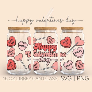 Happy Valentines Day • 16 Oz Glass Can Cut File, Valentines Day Svg, Happy Day, Beer Can Glass Svg Cut Wrap File, Svg Wrap Files For Cricut