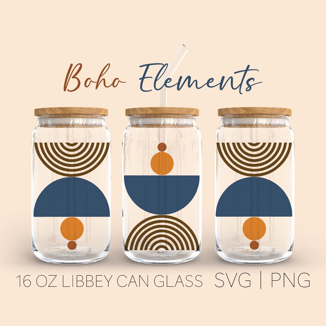 Boho Abstract Libbey Can Glass Svg, 16 Oz Libbey Can Glass , Boho ...