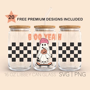 Boo Yeah Svg, 16 Oz Libbey Glass Svg, Ghost Svg, Halloween Svg, Can ...