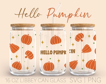Hello Pumpkin Libbey Can Glass Svg, 16 Oz Can Glass, Hello Pumpkin Svg, Can Glass Svg, Pumpkin Svg, Fall Svg, Halloween Svg, Cricut Svg