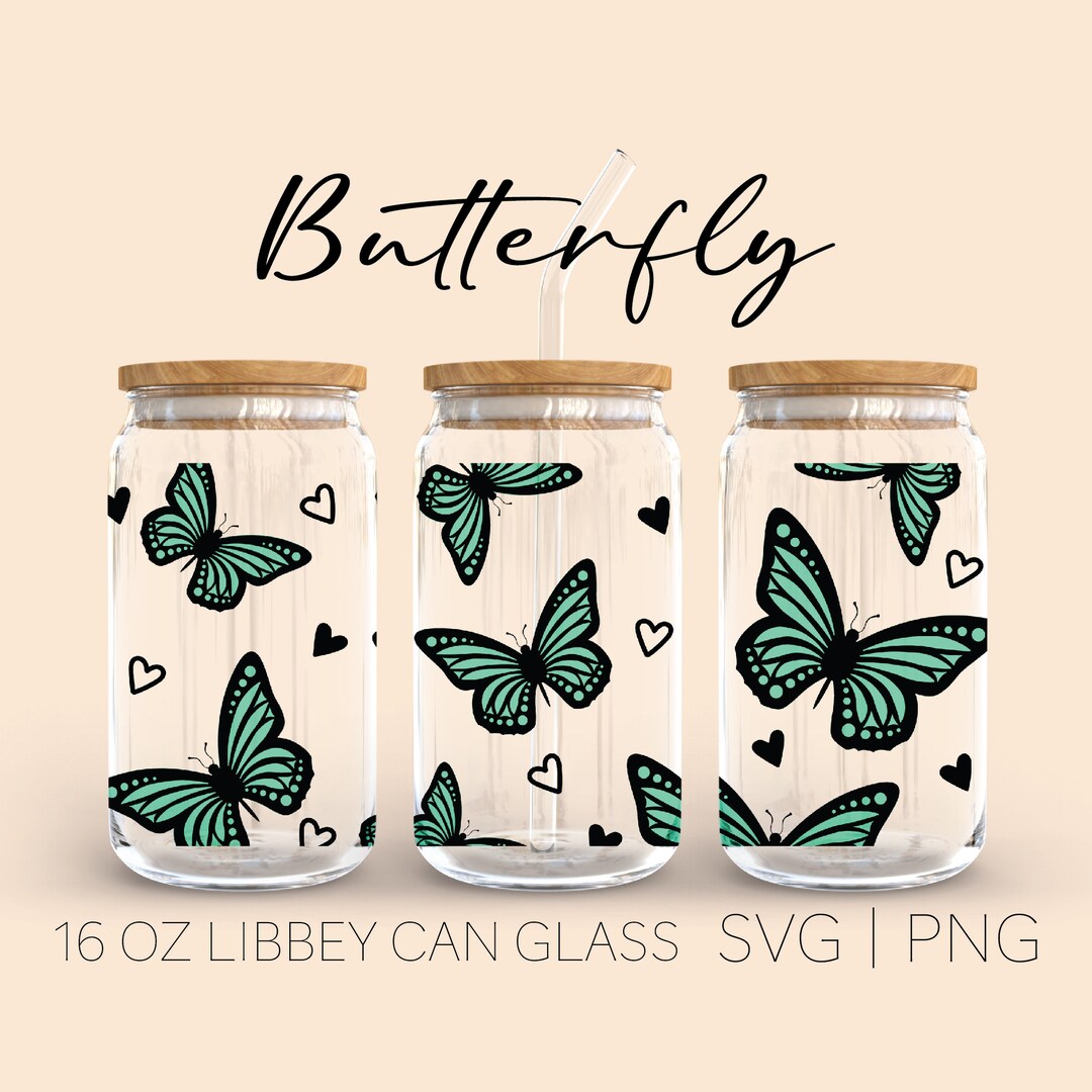 Butterfly Libbey Glass Wrap SVG, 16oz Libbey Full Wrap Svg,beer Can ...