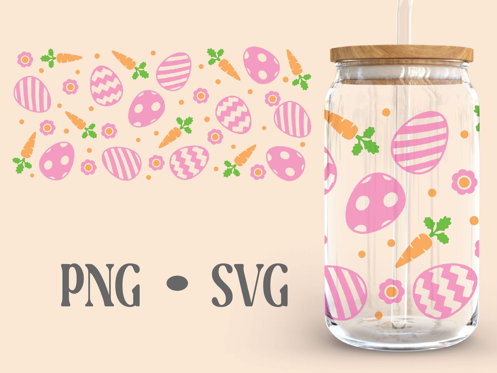 Easter Eggs • 16 Oz Glass Can Cut File, Easter Can Glass Wrap Svg, Egg ...