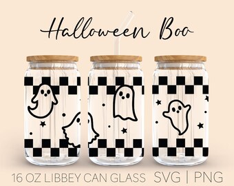Halloween Boo Libbey Can Glass Svg, 16 Oz Can Glass, Ghost Svg, Halloween Svg, Beer Can Glass, Cricut, Beer Can Glass Svg, Digital Download