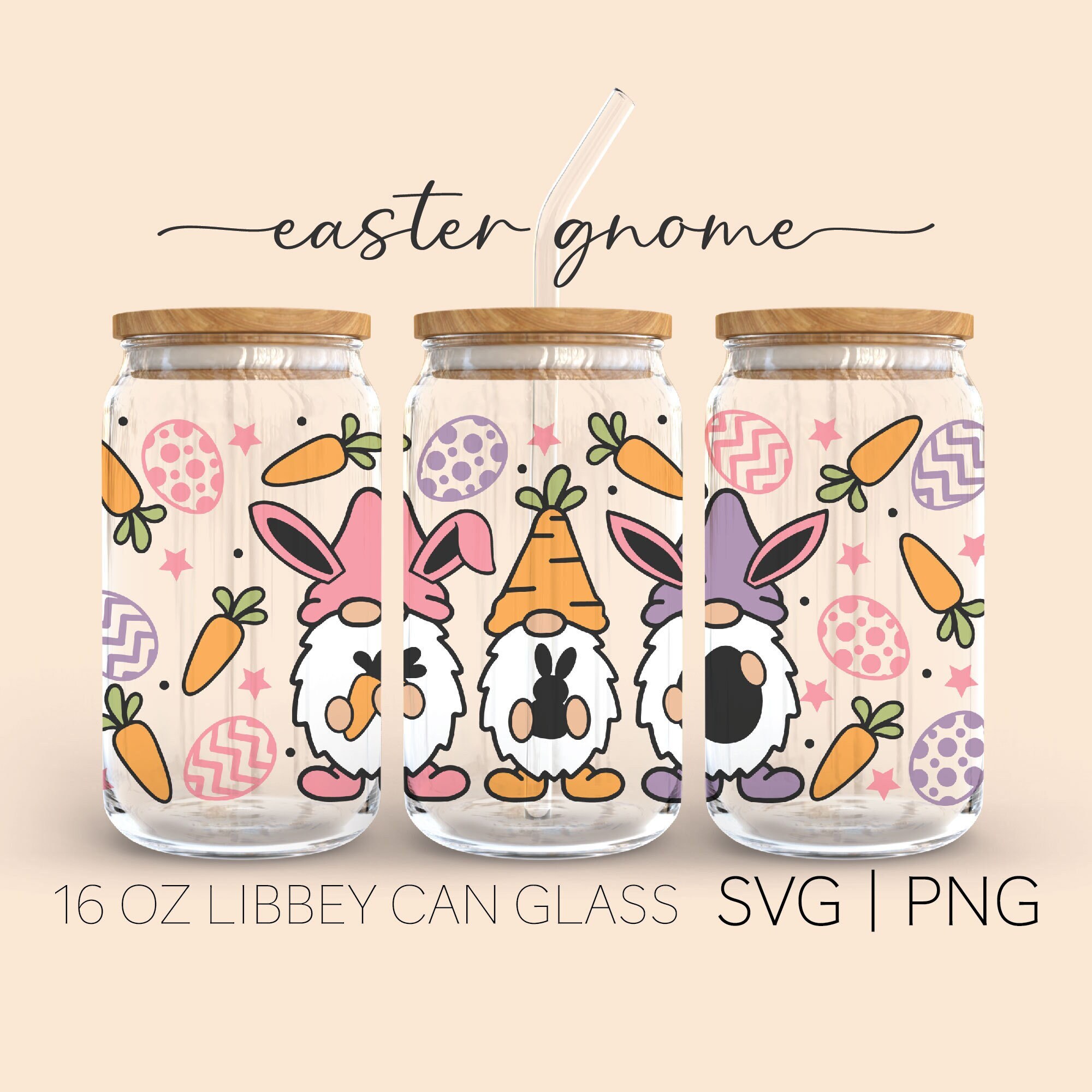 Easter Gnome • 16 Oz Glass Can Cut File, Gnome Svg, Happy Easter Svg ...