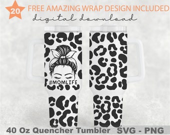 Mom Life Leopard Svg, 40 Oz Quencher Tumbler, Mom Svg, Leopard Print  Svg, Silhouette Cricut, Svg Files for Cricut, 40oz Tumbler Wrap