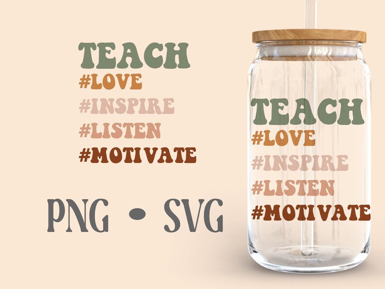 Teachher Boho Libbey Can Glass Svg, 16 Oz Can Glass, Beer Can Glass ...