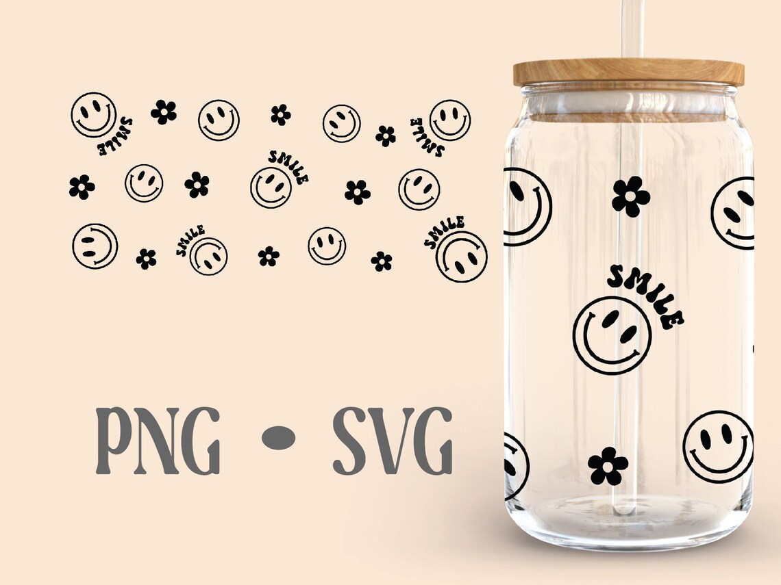 Smile Libbey Can Glass Svg 16oz Can Glass Smiley Svg - Etsy