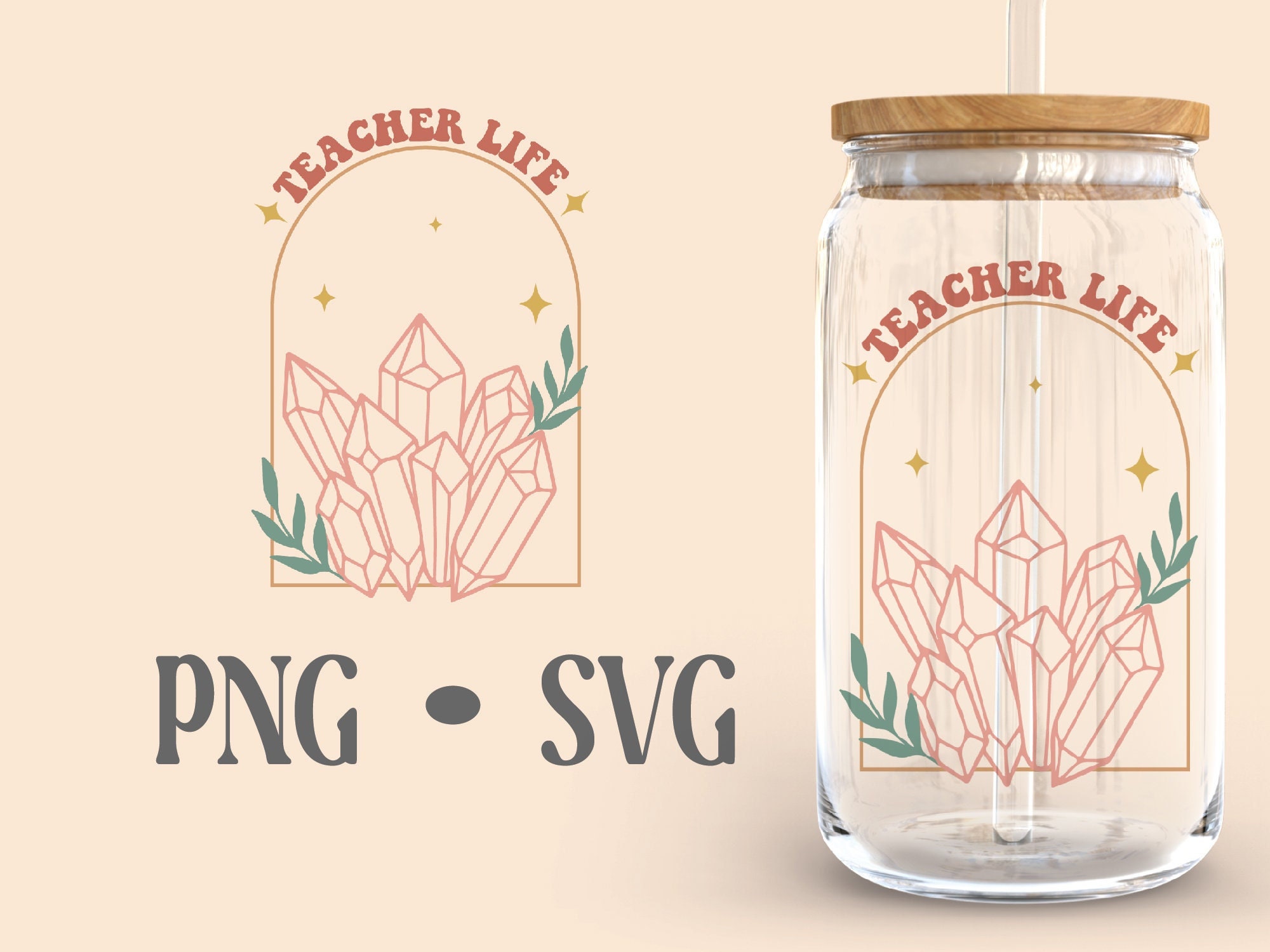 Teacher Life Boho Libbey Can Glass Svg, 16 Oz Can Glass, Boho Svg ...