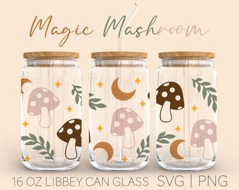 Magic Mushroom Libbey Can Glass Svg, 16 Oz Can Glass, Trippy Mushroom Svg Bundles, Mushroom Svg, Magic Svg, Celestial Svg, Digital Download