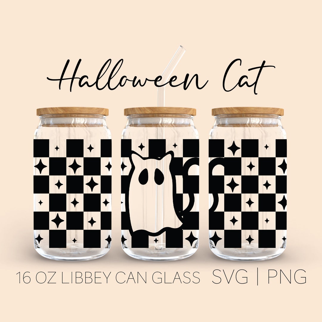 Halloween Cat Libbey Can Glass Svg, 16 Oz Can Glass, Halloween Svg ...